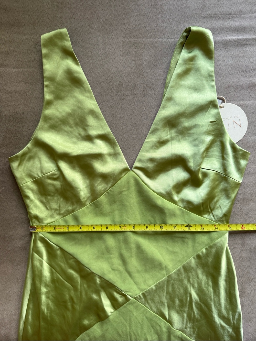 Selfie Leslie Here Comes the Sun Soul Fire V-Neck Maxi Dress Lime Size Large NEW - Picture 6 of 11